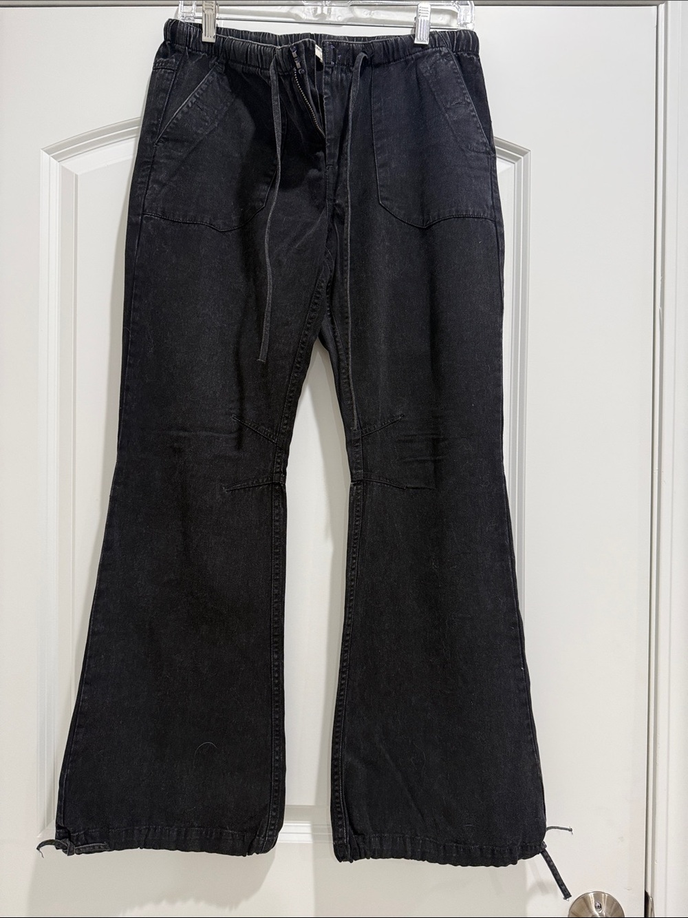 We The Free Black Wide-Leg Drawstring Jeans